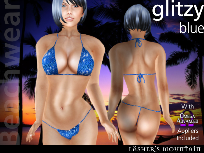 azul deslumbrante - Sexy micro bikini ceñido - atractiva pegajosa micro bikini de lentejuelas - con aplicadores de 