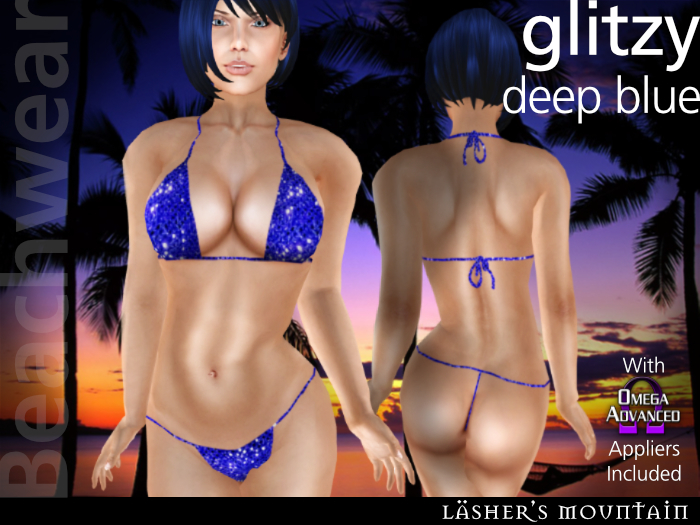 azul profundo deslumbr - Sexy micro bikini ceñido - atractiva pegajosa micro bikini de lentejuelas - con aplicadores de 