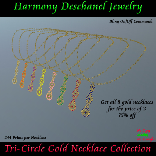 Harmony Deschanel - 3 Circle Necklace-Gold Collection (BOXED)