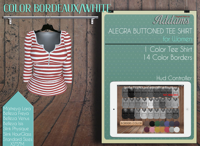 Addams // Alegra Buttoned T-Shirt // Bordeaux/White