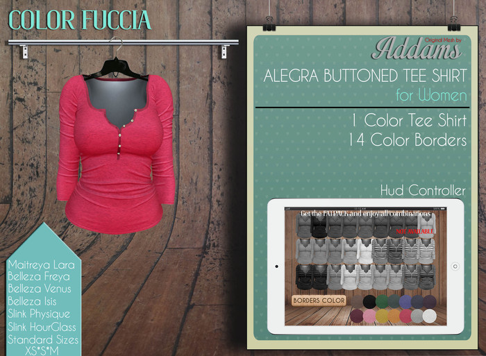 Addams // Alegra Buttoned T-Shirt // Fuccia
