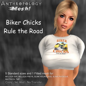Second Life Marketplace - Biker Chicks Rule the Road. Fem Crop Top