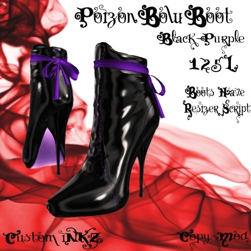 CUSTOM iNKZ  Poizon Bow Ankle Boot - Black/Purple
