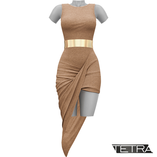 TETRA - Asymmetric Drape Dress (Sand)