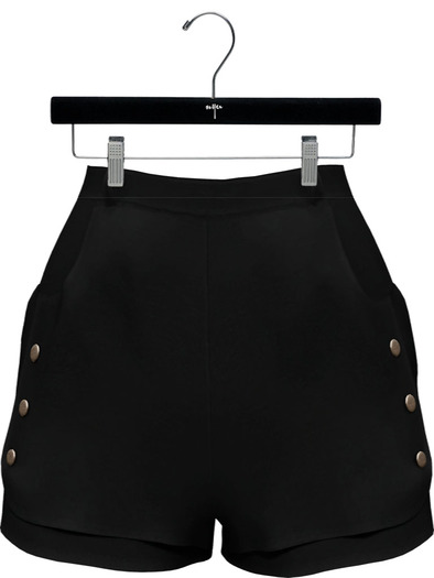 NYU - Layered Button Shorts, Black