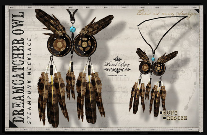 PIXEL BOX - Necklace Dreamcatcher Owl (b)