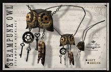 PIXEL BOX - Necklace Owl Steampunk (b)
