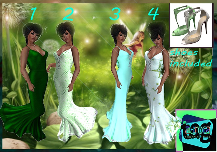 TAG! Open Back Gown & Shoes Moss