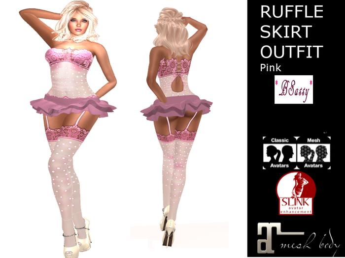 *BSASSY* RUFFLE SKIRT OUTFIT PINK