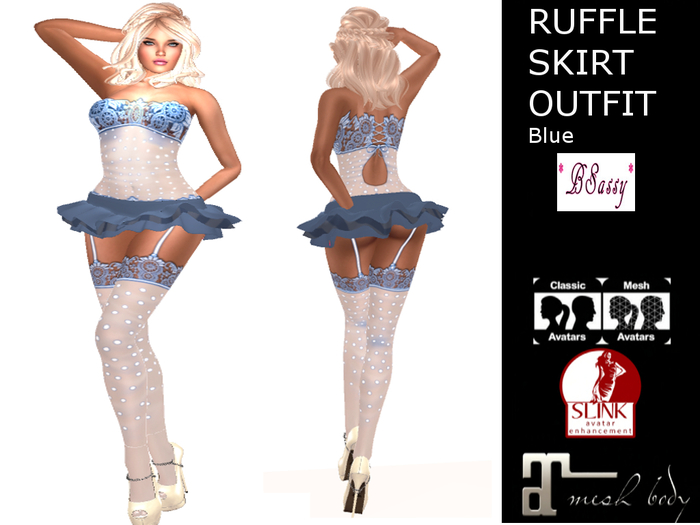 *BSASSY* RUFFLE SKIRT OUTFIT BLUE