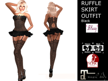 *BSASSY* RUFFLE SKIRT OUTFIT BLACK. MAITREYA-SLINK-AND THE CLASSIC AVATAR