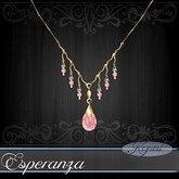 :::Krystal::: Esperanza - Necklace - Gold - Rose Quartz