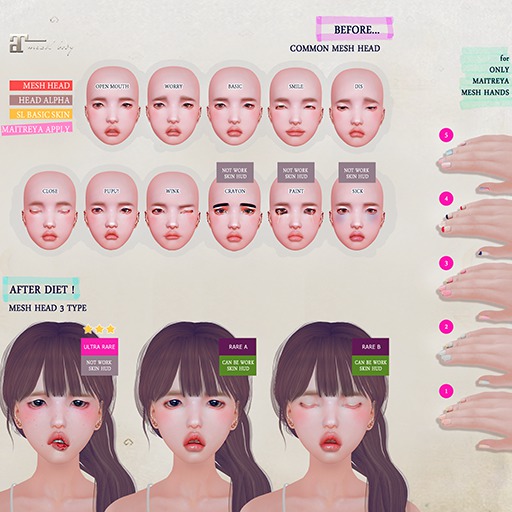 . offbeat . Mesh Head Gacha : Hannah (sick) Boxed