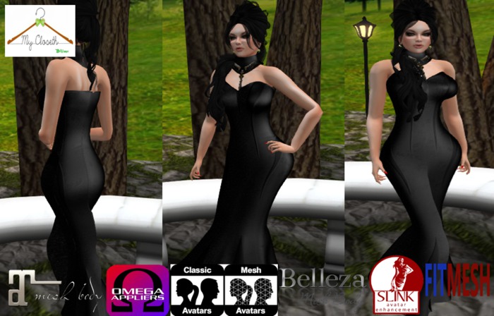 VESTIDO LARGO CON COLLAR-NEGRO