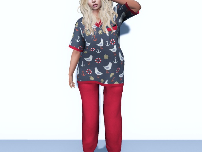 {Gator}Chomp ~F~ Scrubs/Clogs {Sailor Red} [WEAR]