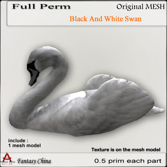 Second Life Marketplace - FC- Mesh Black And White Swan full perm