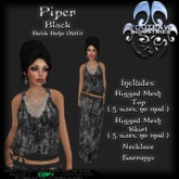 [FPI] Piper Black - Female Batik Bohemian Skirt Outfit with Necklace & Earrings