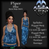 [FPI] Piper Blue - Female Batik Bohemian Skirt Outfit with Necklace & Earrings