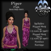 [FPI] Piper Pink - Female Batik Bohemian Skirt Outfit with Necklace & Earrings