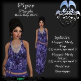 [FPI] Piper Purple - Female Batik Bohemian Skirt Outfit with Necklace & Earrings