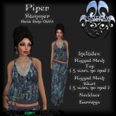 [FPI] Piper Summer - Female Batik Bohemian Skirt Outfit with Necklace & Earrings