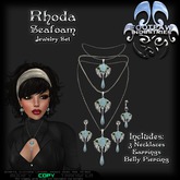 [FPI] Rhoda Seafoam - Lovely Rose Jewelry Set - 3 Necklaces, Earrings & Belly Piering 