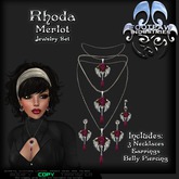 [FPI] Rhoda Merlot - Lovely Rose Jewelry Set - 3 Necklaces, Earrings & Belly Piering 