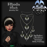 [FPI] Rhoda Black - Lovely Rose Jewelry Set - 3 Necklaces, Earrings & Belly Piering 