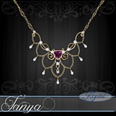 :::Krystal::: Tanya - Necklace - Gold - Winestone