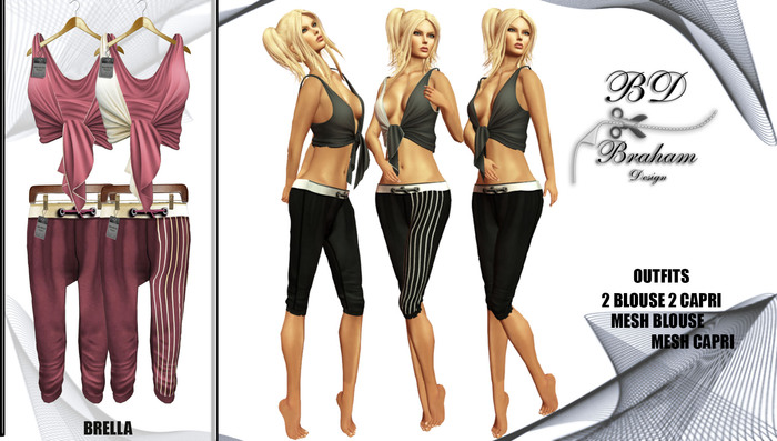 Braham Design BRELLA Pink Top & Capri Mesh Outfits