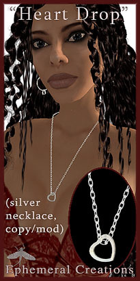 Mayfly - "Heart Drop" Necklace (silver)