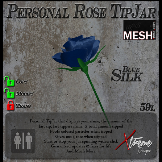 Mesh Blue Rose TipJar