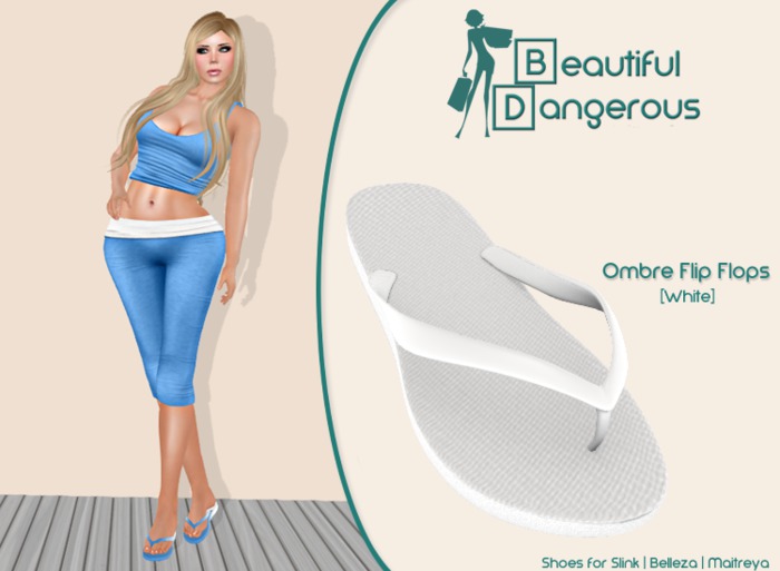 ! BD ! Ombre Flip Flops [White]