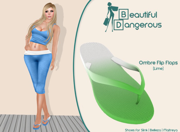 ! BD ! Ombre Flip Flops [Lime]