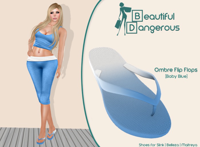! BD ! Ombre Flip Flops [Baby Blue]
