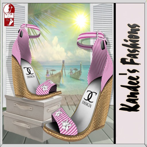 Pink Striped Strap Sandals (Slink Midfeet)