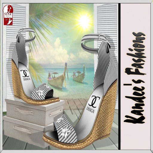 GrayStriped Strap Sandals (Slink Midfeet)