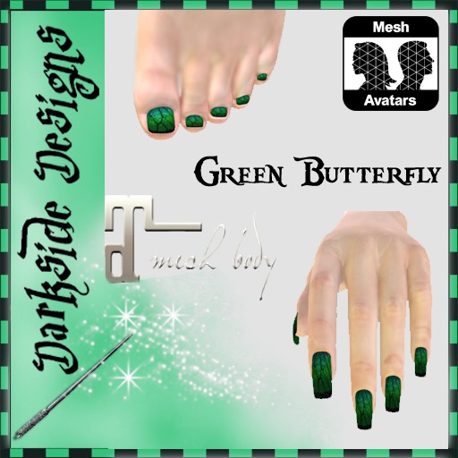 Maitreya Green Butterfly Nails