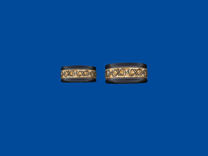 Titanium amber wedding set