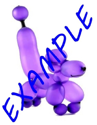 PERRITO LILA DE GLOBOS