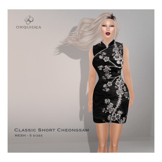 ORQUIDEA Classic Short Cheongsam - mesh - Black