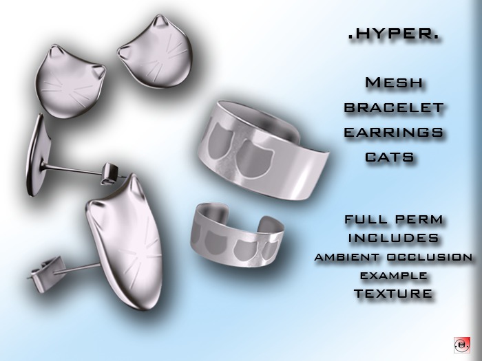 .Hyper. Earrings and bracelet cat FULL PERM