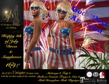 Syl's AMERICA Dress  Includes Sunglasses in Red White & Blue