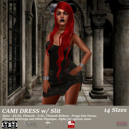 Cami Dress w/ Slit - Crossbones - System & Fitmesh