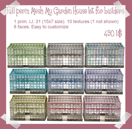 Second Life Marketplace - Full Perm MESH My Garden House kit for builders