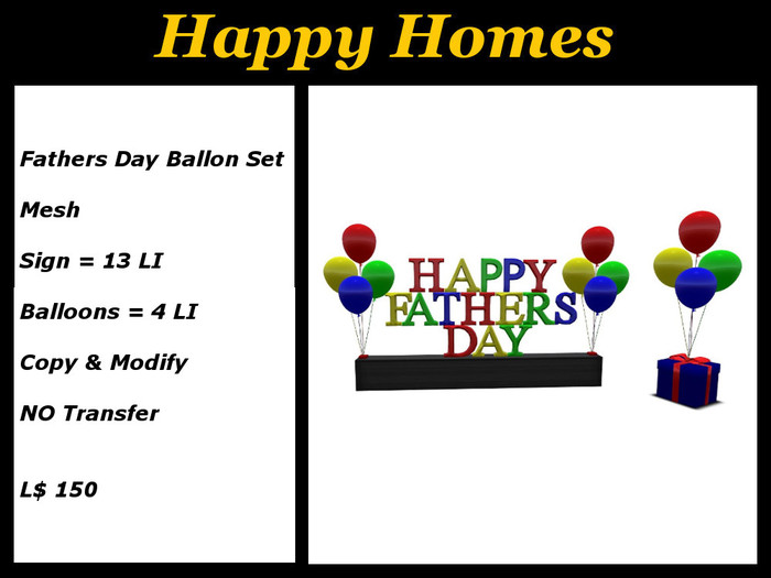 H.Homes ~ Happy Fathers Day Balloon Sign & Balloon Displays