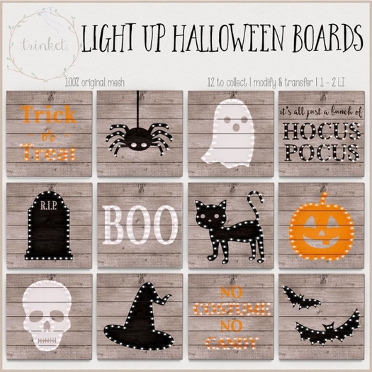 .trinket. light up halloween board - skull