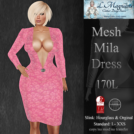 LMagnums Mesh Mila Dress- Tiny Flowers 5 - For Slink Hourglass, Physique & Classic