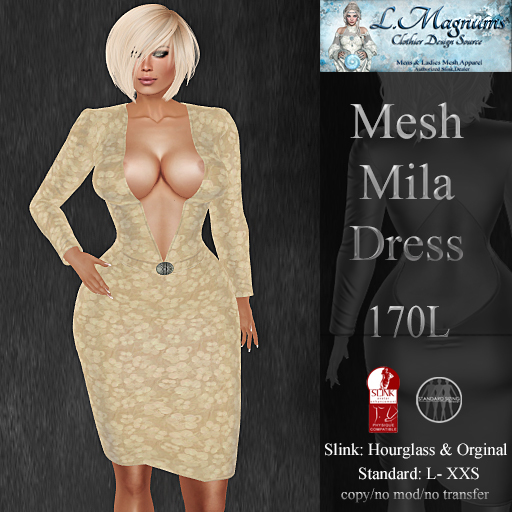 LMagnums Mesh Mila Dress- Tiny Flowers 2 - For Slink Hourglass, Physique & Classic