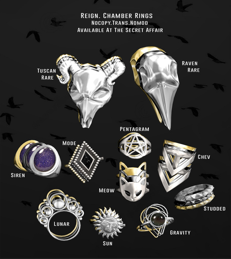 REIGN.- Chamber Rings- Tuscan (BLACK) RARE